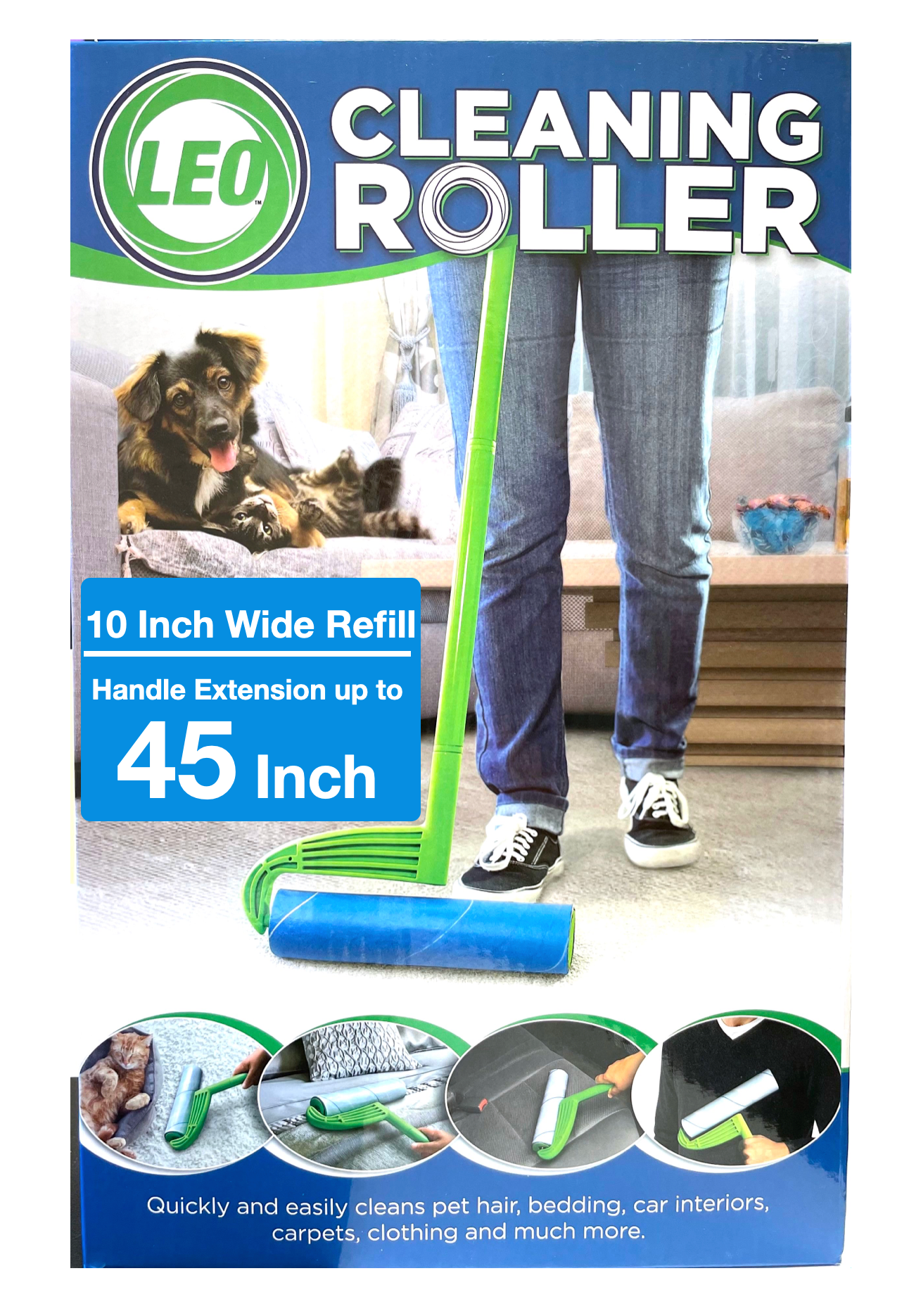 10 Inch Wide Lint Roller for Pet Hair – Single Roller Starter Size | LEO