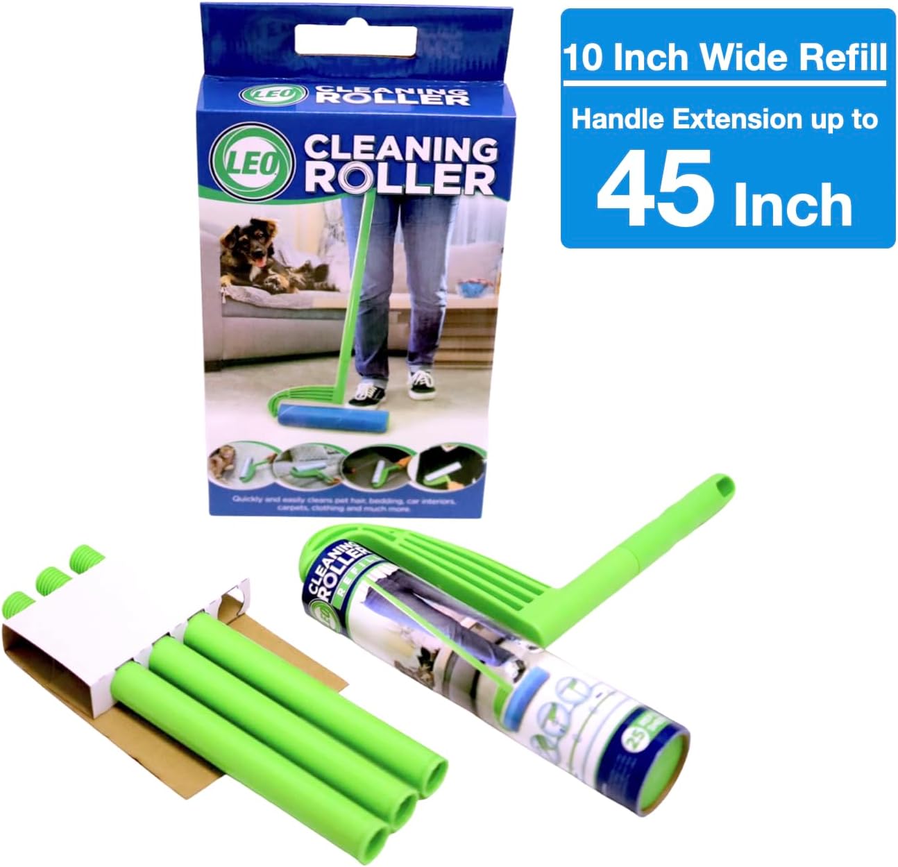 10 Inch Wide Lint Roller for Pet Hair – Single Roller Starter Size | LEO