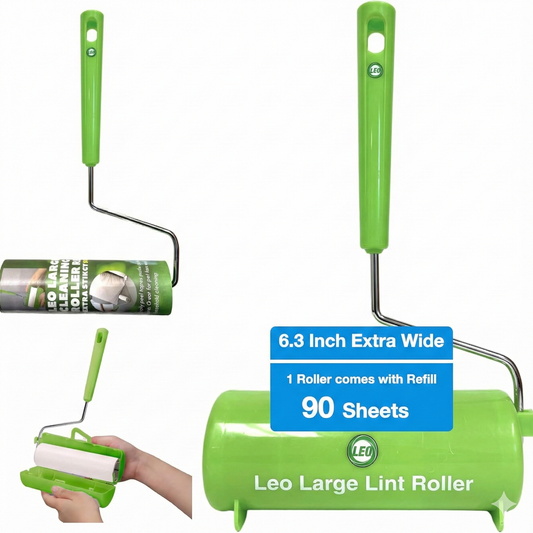 Leo 6.3-Inch Wide Lint Roller – Includes 90 Super Sticky Sheets for Pet Hair