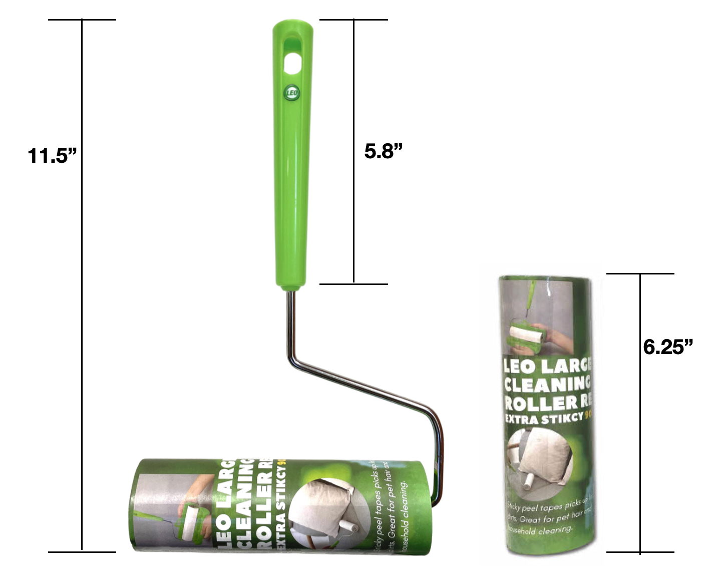 6.3 Inch Wide Lint Roller for Pet Hair – Compact Portable Roller with 90 Sticky Sheets | LEO