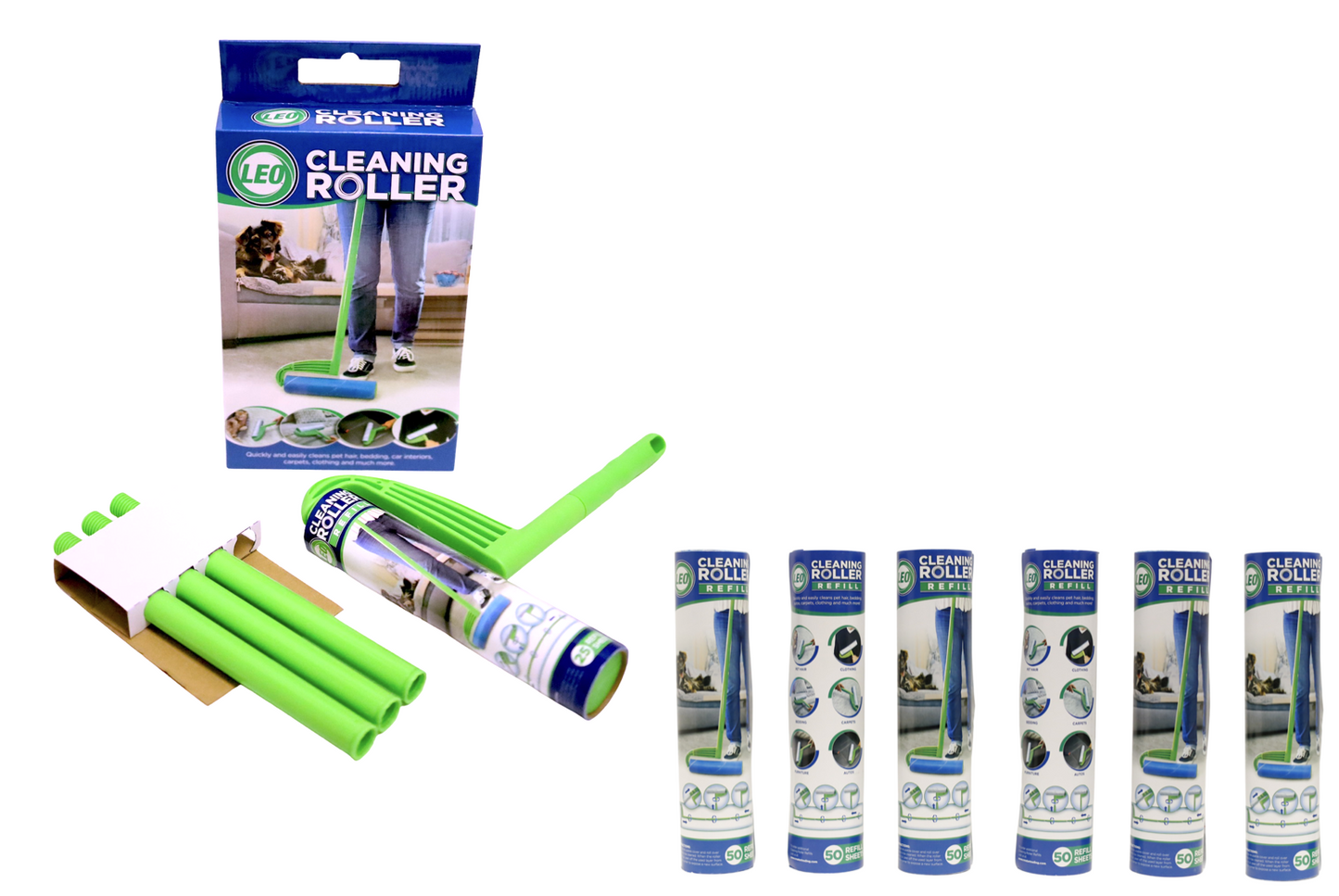 10 Inch Extra Wide Lint Roller for Pet Hair – Reusable Sticky Roller + 6 Refills | LEO