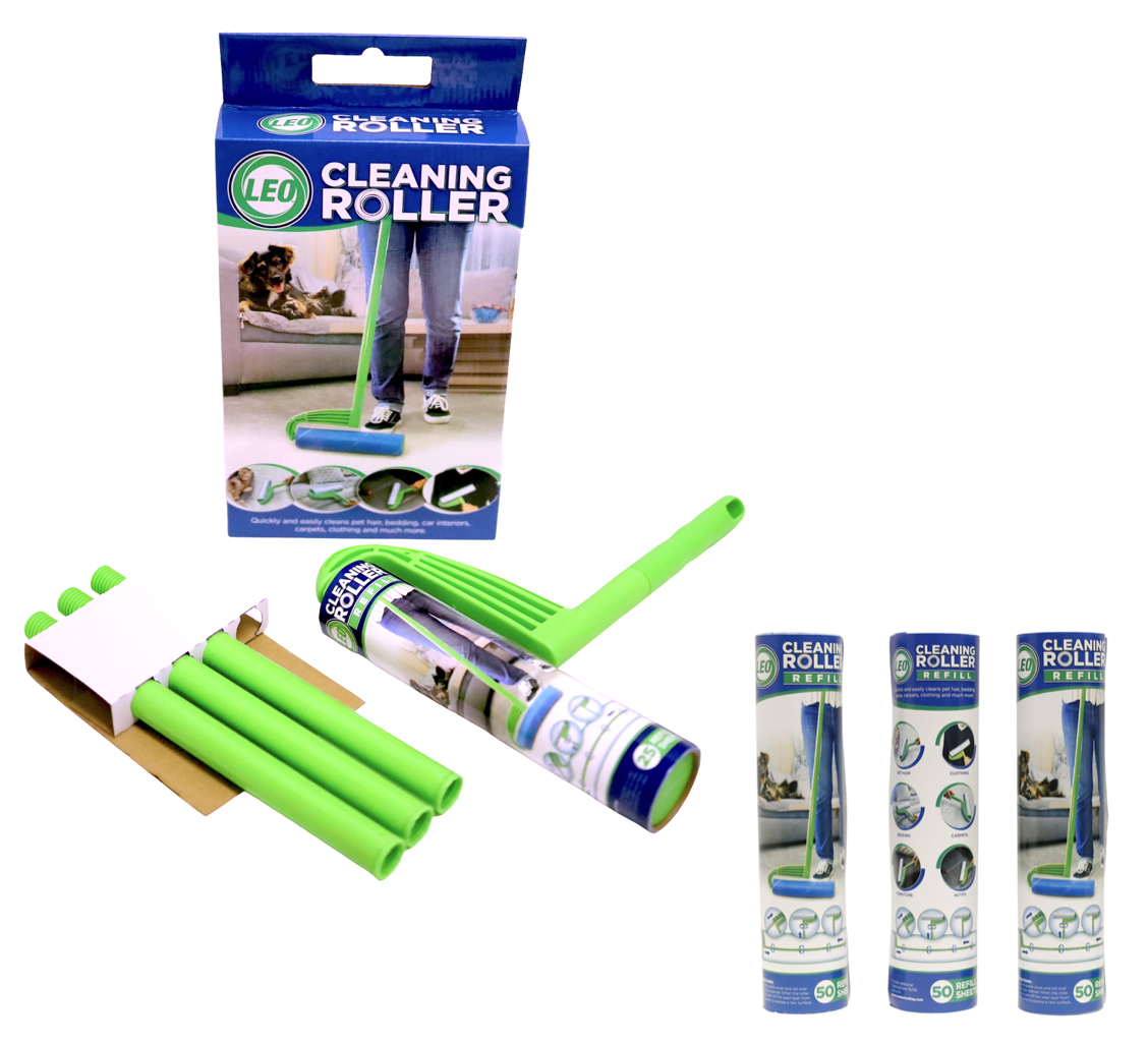 10 Inch Wide Lint Roller for Pet Hair – Reusable Cleaning Roller + 3 Refills | LEO