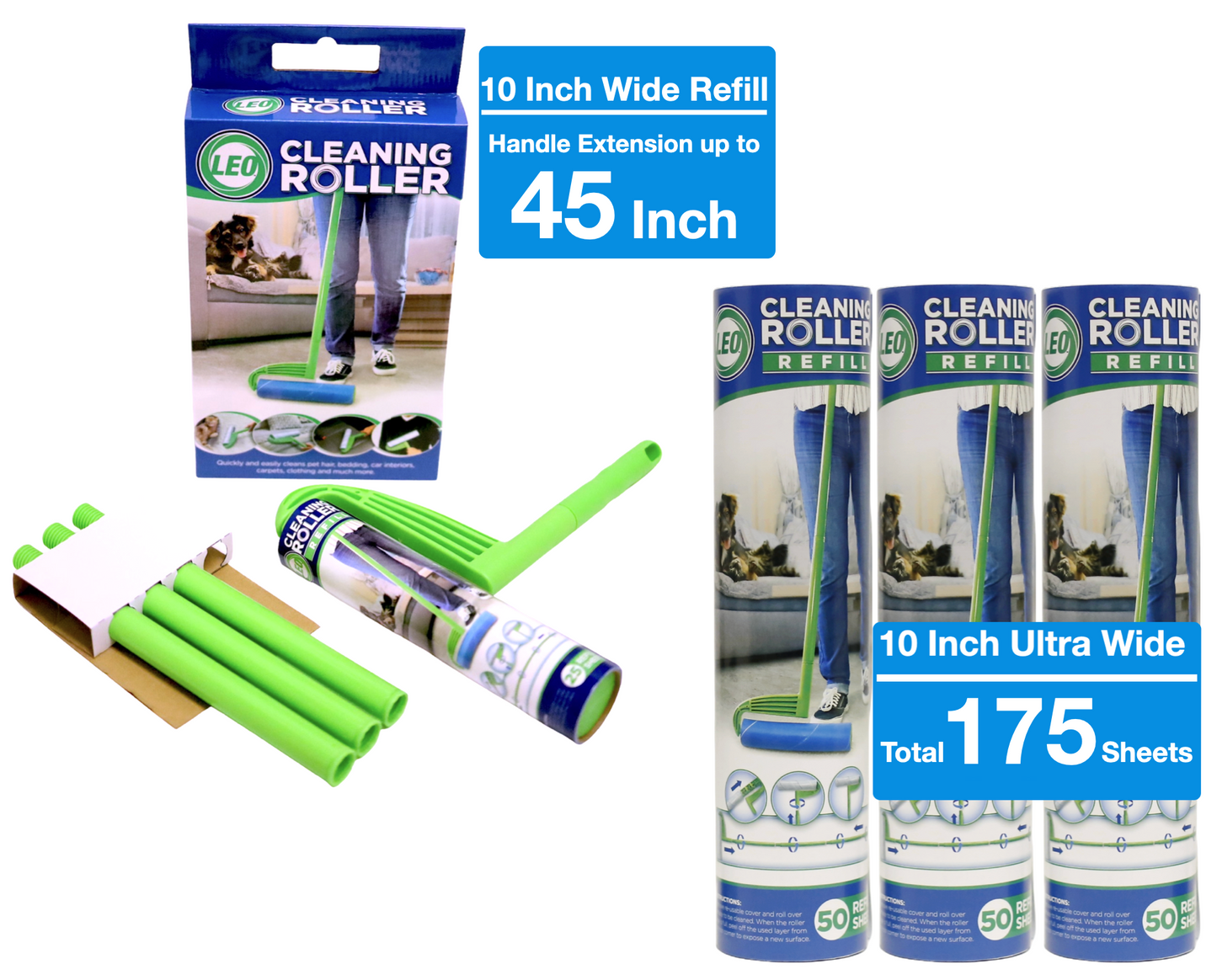 Leo Cleaning Roller Set plus 3pk or 6pk Refills